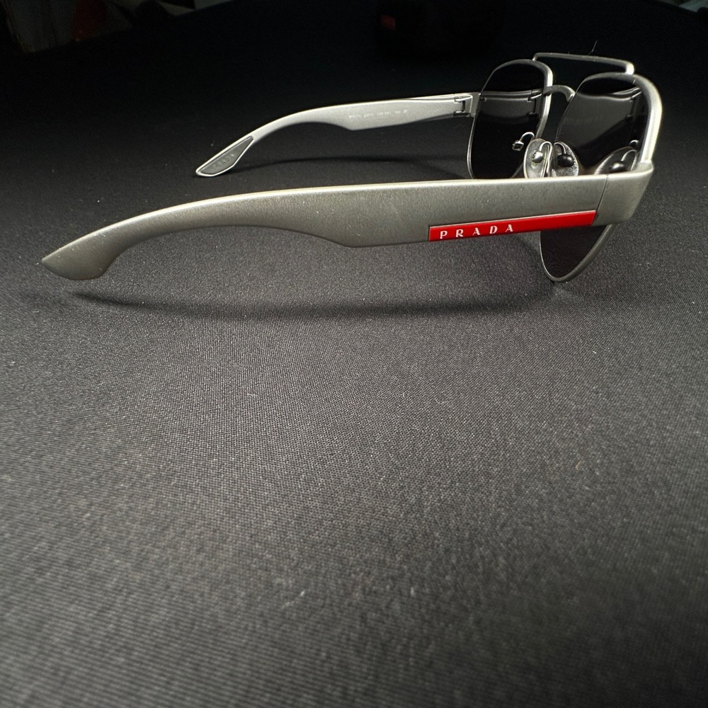 Prada Polarized Sunglasses Frame Men Silver Linnea Rossa SPS 57U 449-5W1 Italy - Picture 7 of 12
